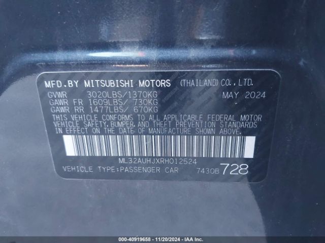 ML32AUHJXRH012524 Mitsubishi Mirage Es/le