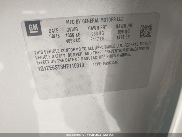 1G1ZE5ST8HF110910 Chevrolet MALIBU 1LT