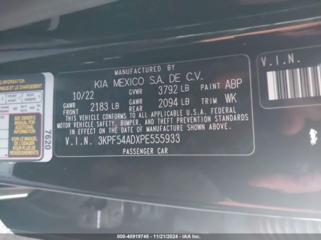 3KPF54ADXPE555933 KIA Forte Gt-line