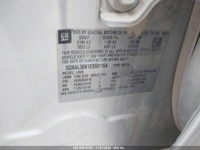 3GNAL3EK1ES681154 Chevrolet Captiva Sport Lt