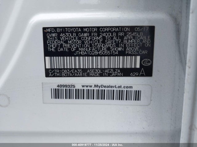 Lexus IS 200T 2017 JTHBA1D28H5055154 Image 9