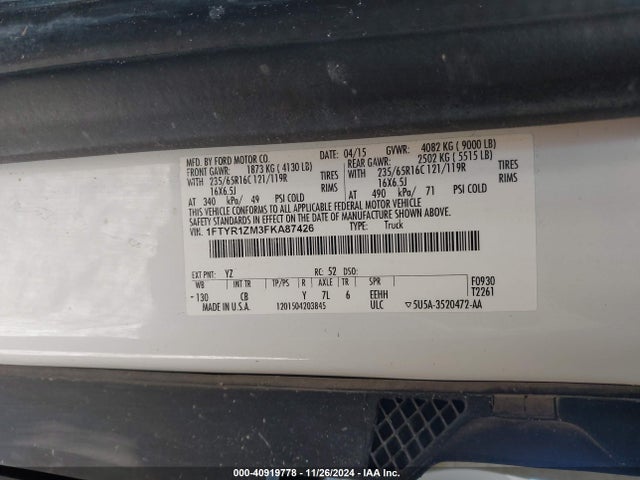 Ford Transit-250 2015 1FTYR1ZM3FKA87426 Image 9