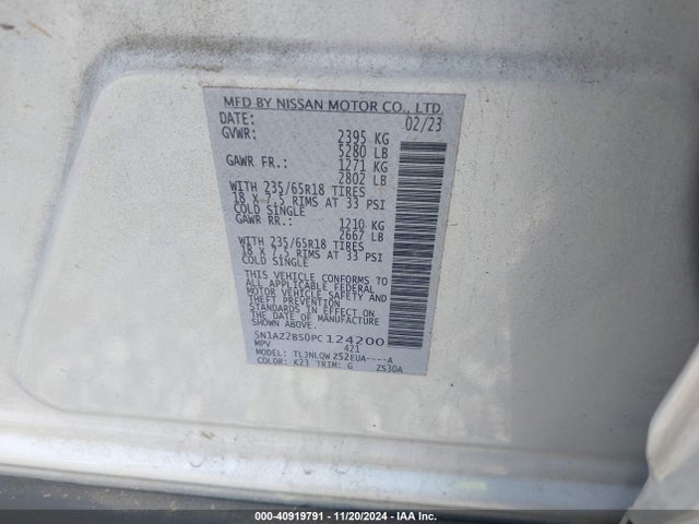 Nissan Murano Sv Intelligent Awd 2023 5N1AZ2BS0PC124200 Image 9