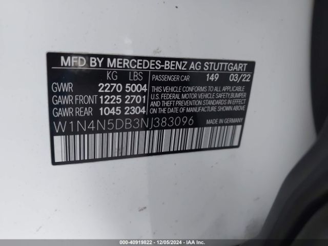 W1N4N5DB3NJ383096 Mercedes-Benz Amg Gla 45 4matic