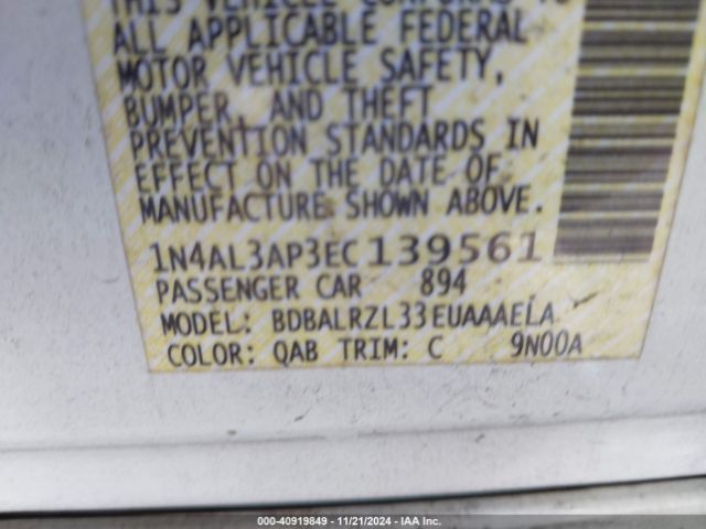 1N4AL3AP3EC139561 Nissan Altima 2.5 S