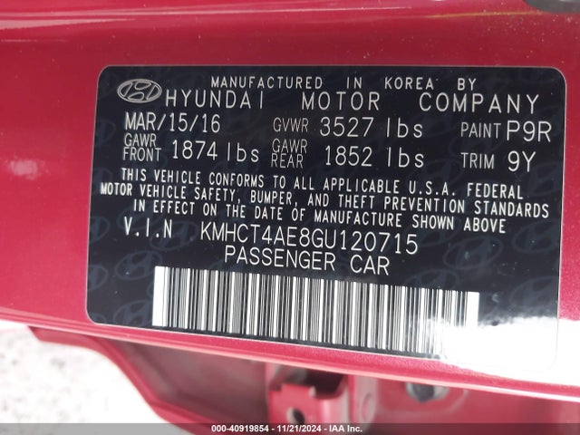 Hyundai ACCENT SE 2016 KMHCT4AE8GU120715 Image 9