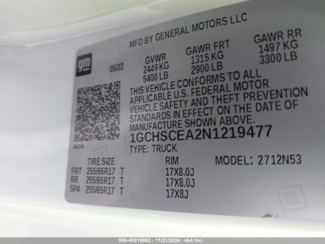 1GCHSCEA2N1219477 Chevrolet Colorado