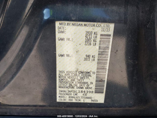 Nissan Altima 2.5 Sv 2014 1N4AL3AP1EC184398 Image 9