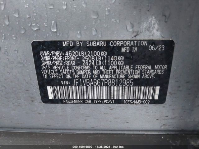 JF1VBAB67P8812985 Subaru WRX