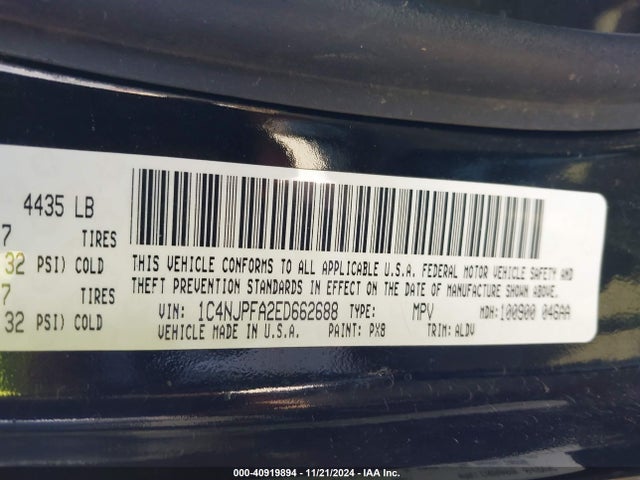 1C4NJPFA2ED662688 Jeep Patriot High Altitude