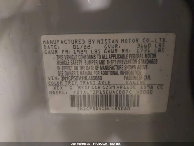 Nissan Kicks Sr Xtronic Cvt 2022 3N1CP5DV1NL485080 Image 9