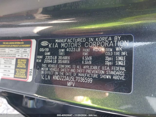 KNDJ23AU5L7036599 KIA SOUL LX