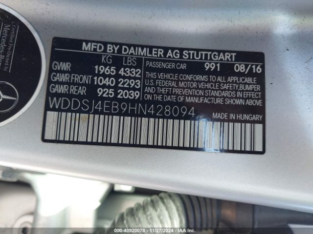 WDDSJ4EB9HN428094 Mercedes-Benz CLA 250