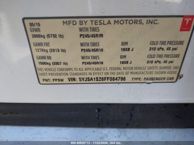 5YJSA1S26FF084796 Tesla Model S 70d/85d/p85d