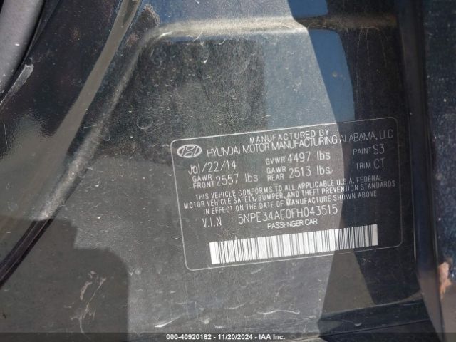 5NPE34AF0FH043515 Hyundai Sonata Sport