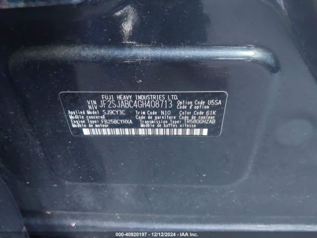 JF2SJABC4GH408713 Subaru Forester 2.5i