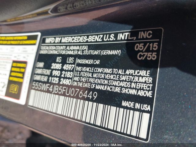 55SWF4JB5FU076449 Mercedes-Benz C 300 Luxury/sport