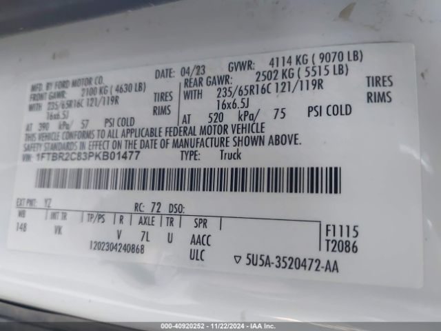 1FTBR2C83PKB01477 Ford Transit-250 Cargo Van