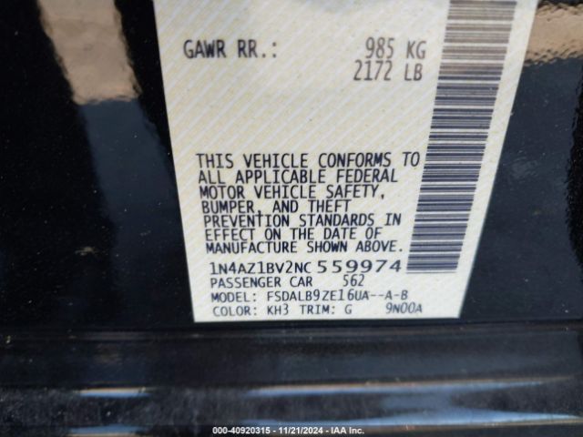 1N4AZ1BV2NC559974 Nissan Leaf S 40 Kwh