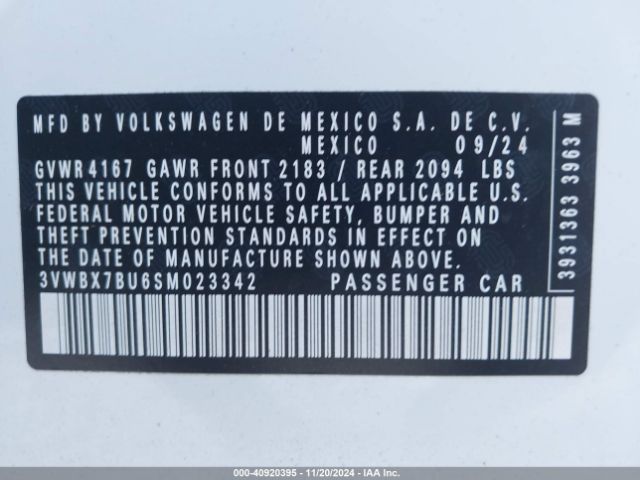 3VWBX7BU6SM023342 Volkswagen Jetta 1.5t Sport