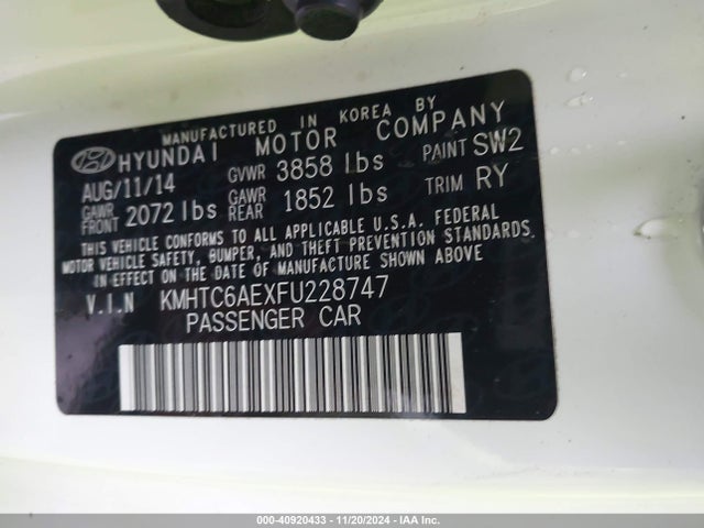 Hyundai Veloster Turbo 2015 KMHTC6AEXFU228747 Image 9