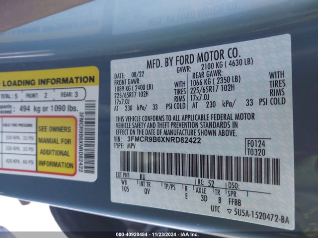 Ford Bronco Sport Big Bend 2022 3FMCR9B6XNRD82422 Image 9