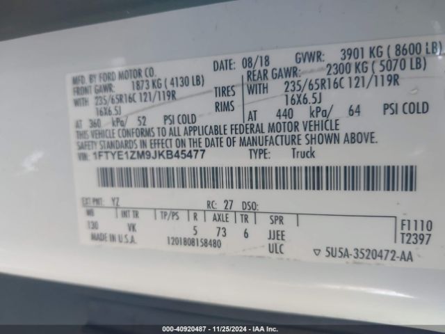 1FTYE1ZM9JKB45477 Ford Transit-150