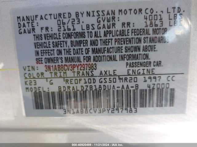 Nissan Sentra Sv Xtronic Cvt 2023 3N1AB8CV3PY297983 Image 9