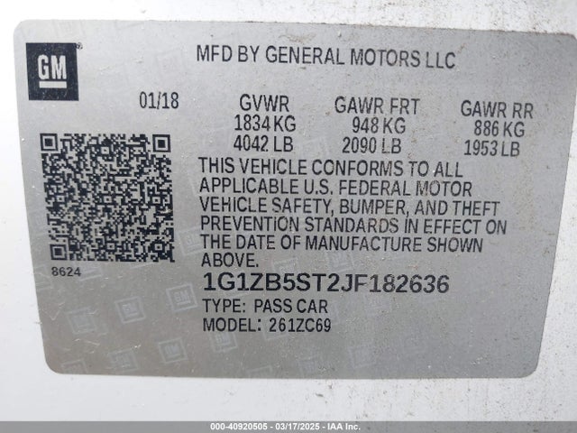Chevrolet Malibu 1ls 2018 1G1ZB5ST2JF182636 Image 9