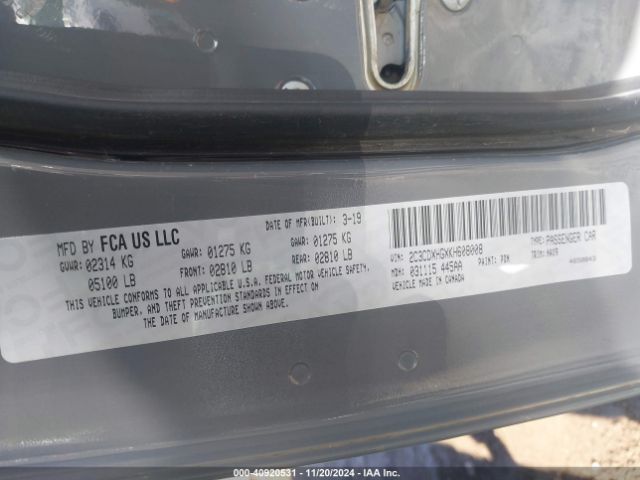2C3CDXHGXKH608008 Dodge Charger Gt Rwd