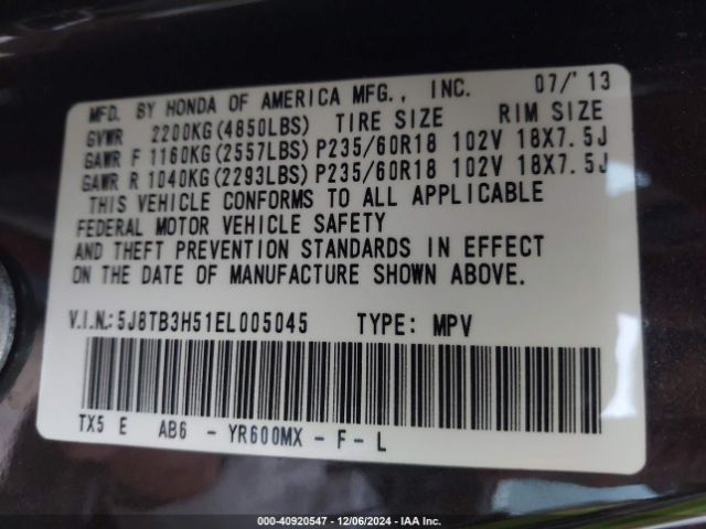 5J8TB3H51EL005045 Acura RDX
