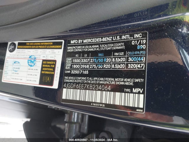 Mercedes-Benz Gls 450 4matic 2019 4JGDF6EE7KB234064 Image 9