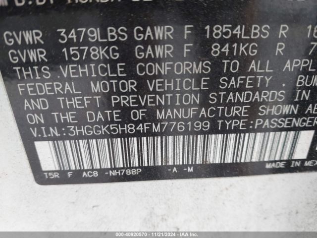 3HGGK5H84FM776199 Honda Fit Ex/ex-l