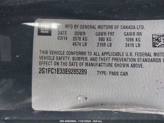 2G1FC1E33E9285289 Chevrolet Camaro 2lt