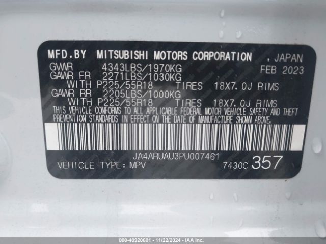 JA4ARUAU3PU007461 Mitsubishi Outlander Sport 2.0 Se