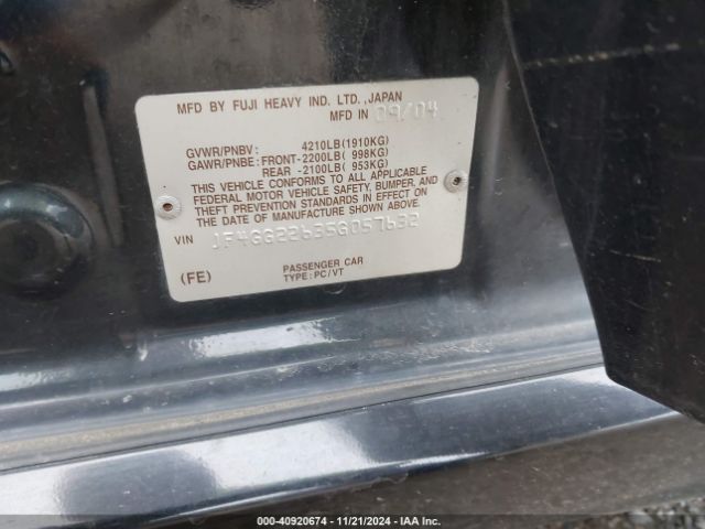 2005 SAAB 9-2X JF4GG22635G057632 Photo 8
