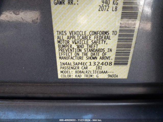 Nissan Altima 2.5 S 2014 1N4AL3AP4EC132408 Image 9