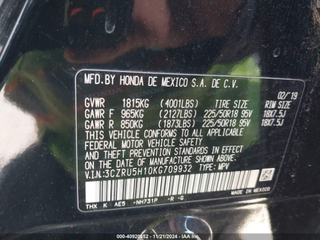 3CZRU5H10KG709932 Honda HR-V SPORT