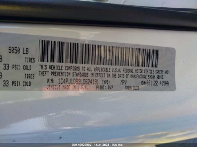 1C4PJLDB9LD624191 Jeep Cherokee Limited Fwd