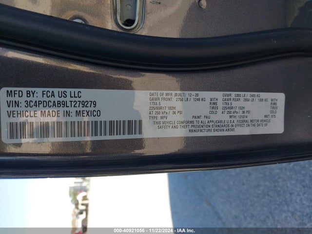 Dodge Journey Se Value 2020 3C4PDCAB9LT279279 Image 9