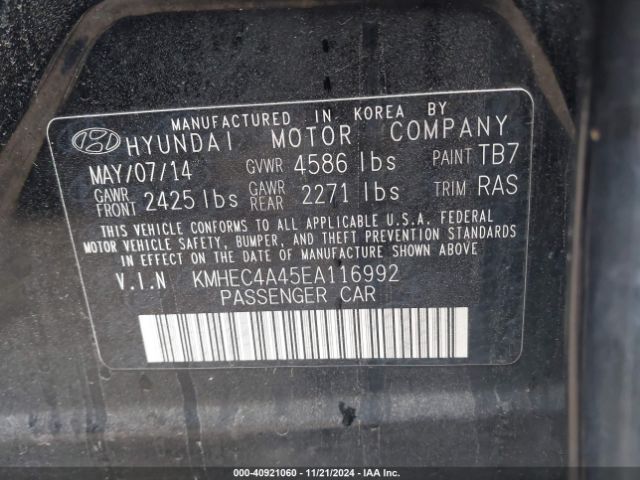 KMHEC4A45EA116992 Hyundai SONATA HYBRID
