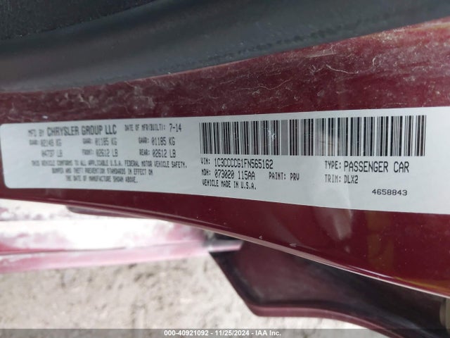Chrysler 200 C 2015 1C3CCCCG1FN565162 Image 9