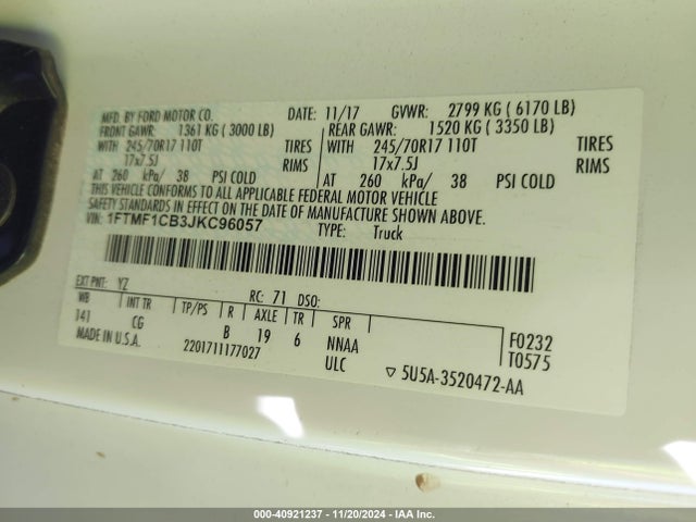 Ford 3.3l tivct 2018 1FTMF1CB3JKC96057 Image 9