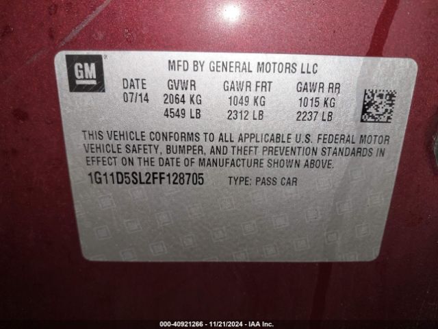 1G11D5SL2FF128705 Chevrolet MALIBU 2LT