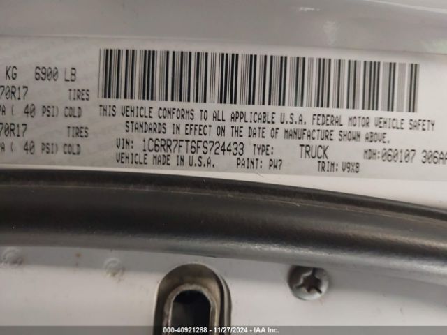 1C6RR7FT6FS724433 RAM 1500 Tradesman