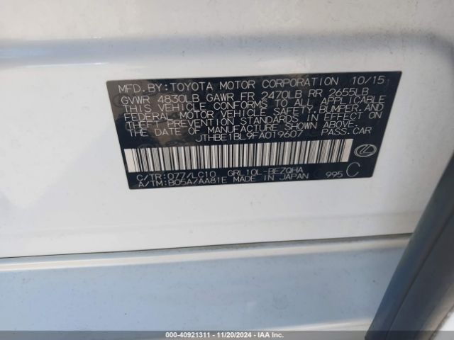JTHBE1BL9FA019607 Lexus GS 350