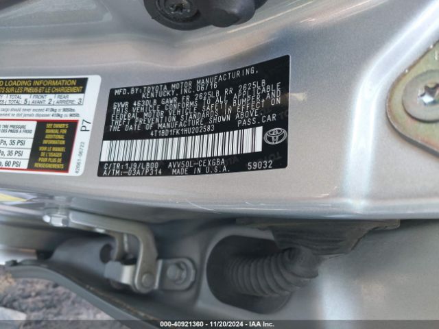 4T1BD1FK1HU202583 Toyota Camry Hybrid Xle