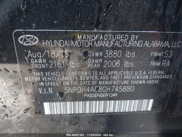 Hyundai ELANTRA SE 2016 5NPDH4AE8GH745880 Image 9