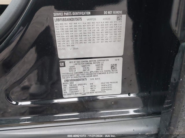 LRBFXBSA8KD075675 Buick Envision Fwd Preferred