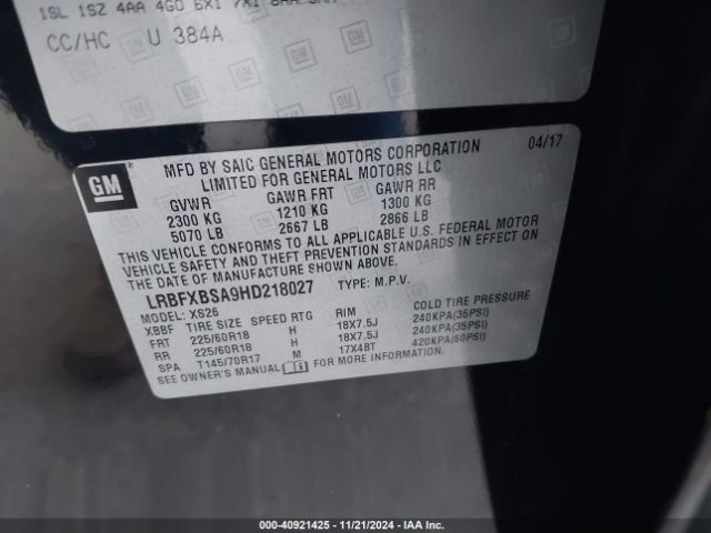 LRBFXBSA9HD218027 Buick Envision Essence